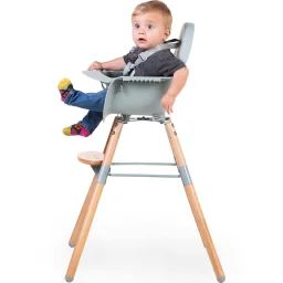 Chaise haute en bois naturel Evolu 2 menthe + arceau