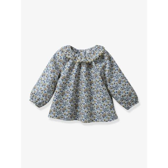 Blouse Bébé en tissu Liberty Aisha CYRILLUS bleu imprimé