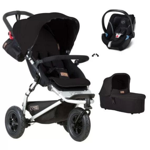 Poussette Mountain Buggy Swift + Nacelle Plus – Black + Coque Auto Cybex Aton 5 – Deep Black