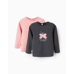 Pack 2 T-shirts À Manches Longues Rose