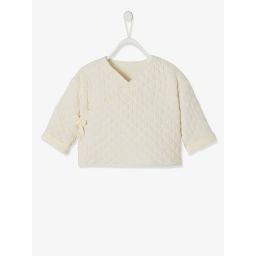 Cardigan croisé forme brassière bébé matelassé coquille d&rsquo;oeuf