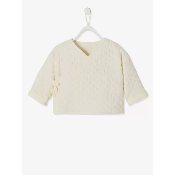 Cardigan croisé forme brassière bébé matelassé coquille d&rsquo;oeuf