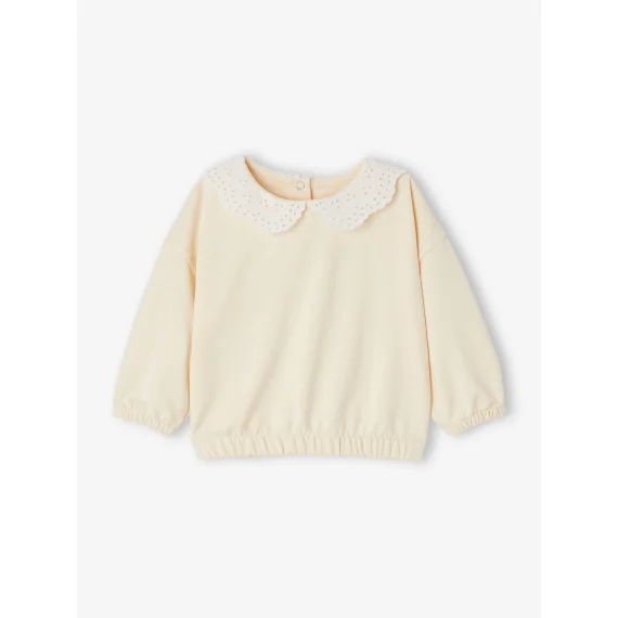 Sweat col brodé bébé personnalisable vanille
