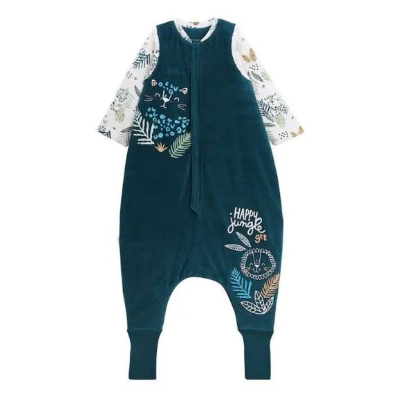 Turbulette D&rsquo;hiver En Velours Avec Pieds Retroussables Et Manches Amovibles Borneo Bleu