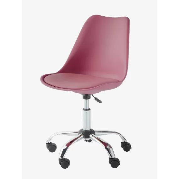 Chaise de bureau enfant à roulettes framboise