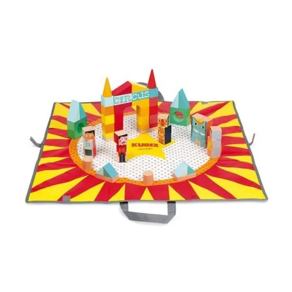 Janod – Kubix – 60 Cubes Cirque En Bois – Pour Enfants Dès 2 Ans Jaune