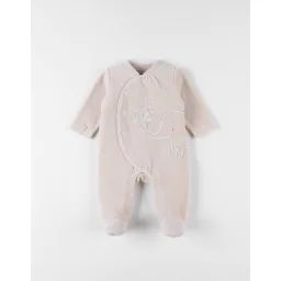 Pyjama En Velours Côtelé Imprimé Éléphant Beige