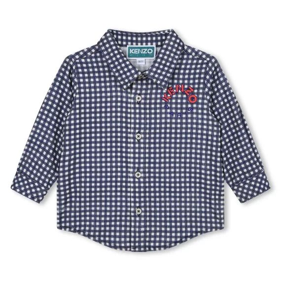 Chemise en coton imprimé Garçon Bleu