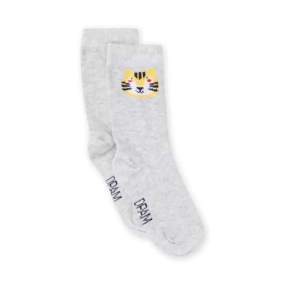 Chaussettes Layette Gris Chiné À Moif Tigre