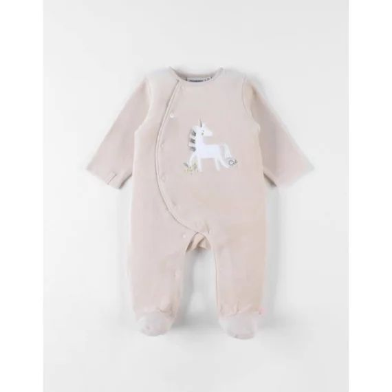Pyjama 1 Pièce Licorne En Velours Beige