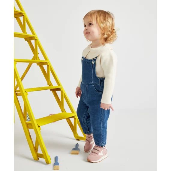 Salopette bébé fille en denim less water –  – Soldes