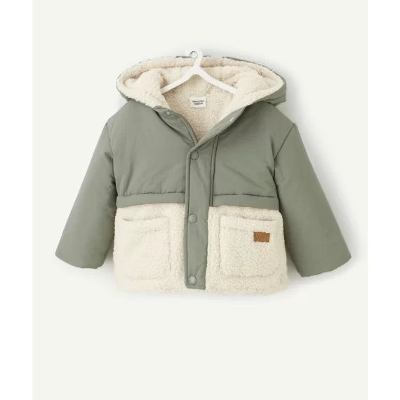 Parka à capuche bébé garçon en rembourrage recyclé vert