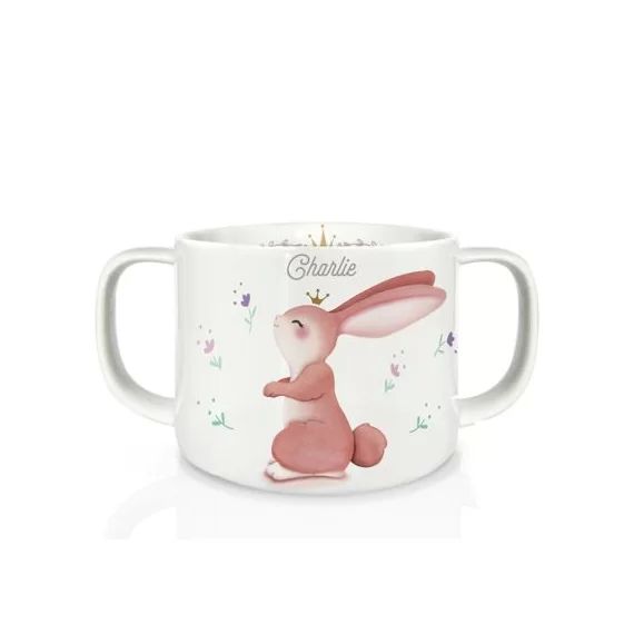 Tasse en porcelaine Lapin fleuri (personnalisable)