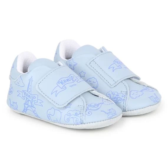 Chaussons en cuir avec scratch UNISEXE Bleu