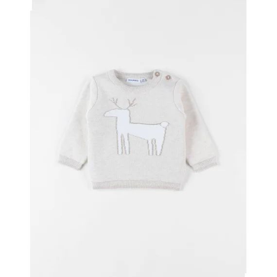 Pull De Noël Tricot Chiné Beige