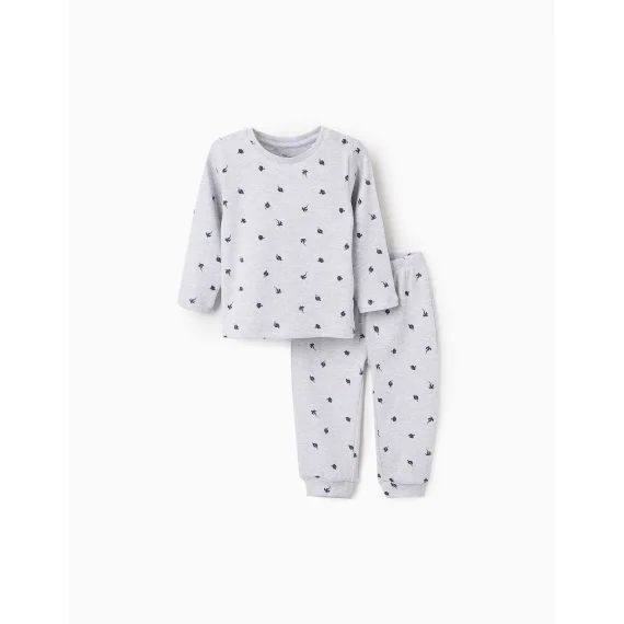 Pyjama Côtelé Avec Motif Gris