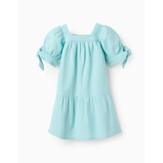 Robe En Coton Et Lin Bleu Clair