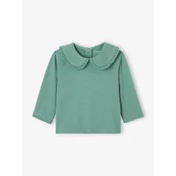 T-shirt manches longues bébé col claudine vert émeraude
