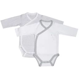 Bodies Bébé À Manches Longues Lot De 2 Blanc/gris