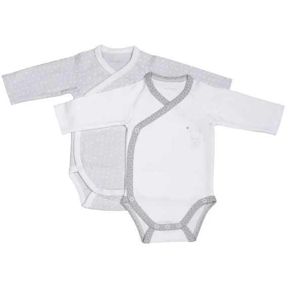 Bodies Bébé À Manches Longues Lot De 2 Blanc/gris