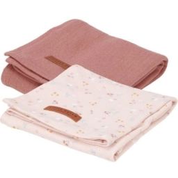 Lot de 2 langes en coton Little pink flowers (70 x 70 cm)