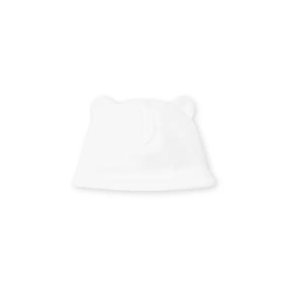 Bonnet Blanc À Empiècements Oreilles Naissance Mixte