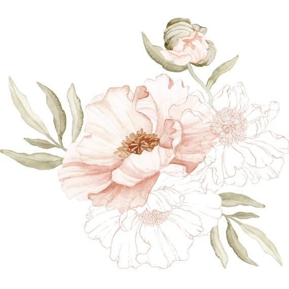 Sticker mural Large Pretty Poppy (81 x 71 cm)