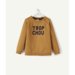 Pull en coton camel avec message bébé garçon –  – Soldes