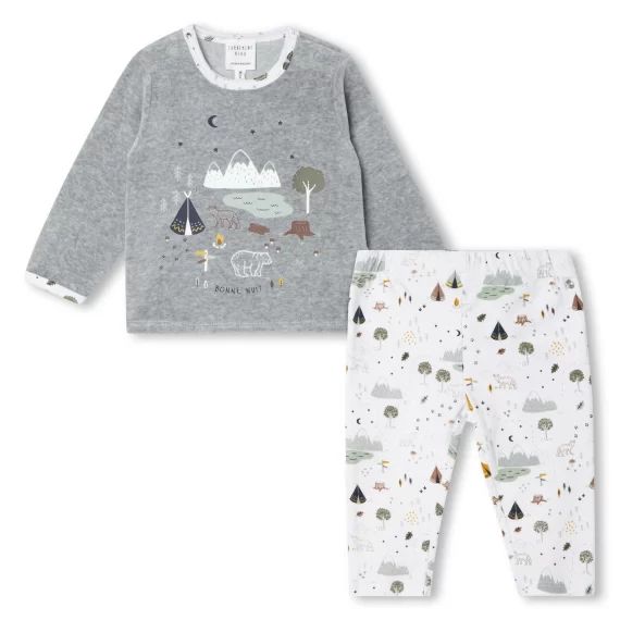 Pyjama imprimé bimatière Garçon Gris