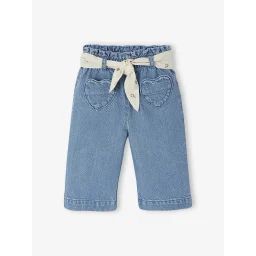 Jean large bébé avec ceinture à nouer stone