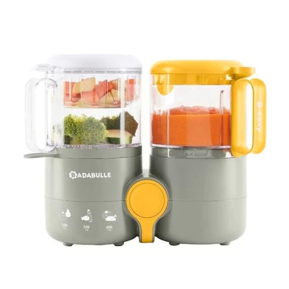 BADABULLE Robot culinaire 4 en 1 B.Easy – Cuit vapeur, Mixe, Réchauffe et Décongèle gris