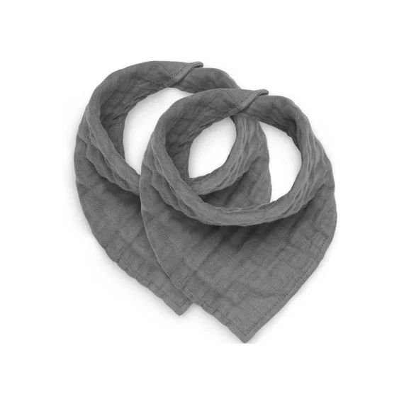 Lot de 2 bavoirs bandana en coton froissé gris