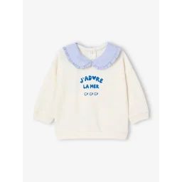 Sweat bébé à col Claudine écru