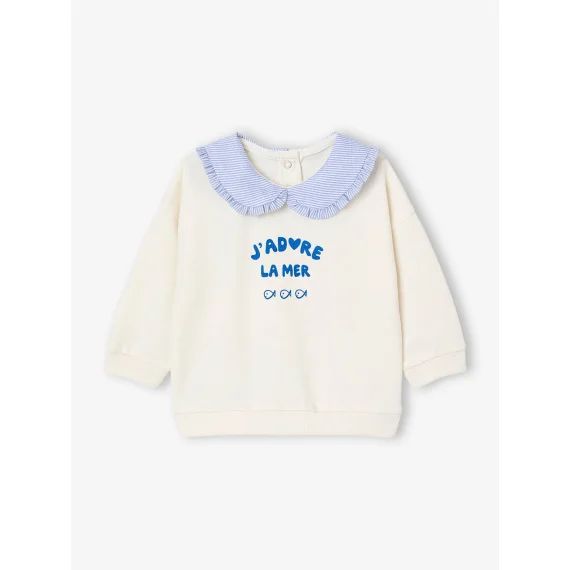 Sweat bébé à col Claudine écru