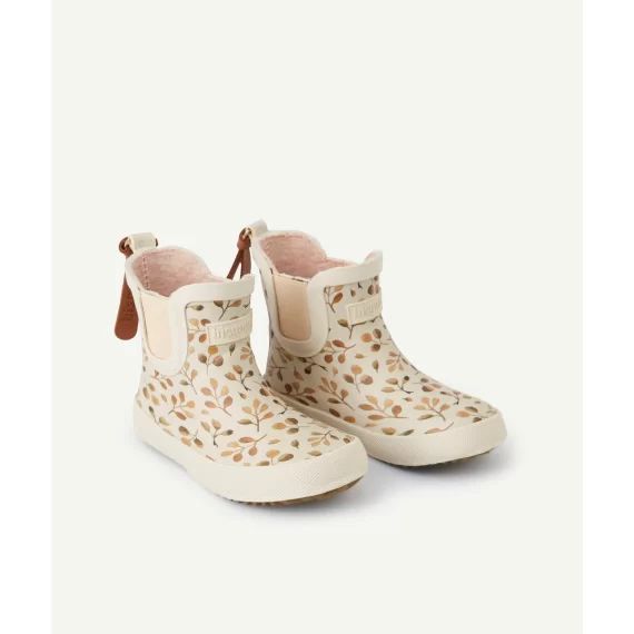 Bottes bébé fille marron à motif herbes