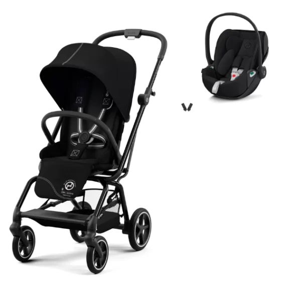 Poussette Cybex Eezy S Twist PLUS 2 – Châssis Silver/ Siège Ocean Blue + Coque Auto Cloud T i-Fix – Sepia Black (2023)