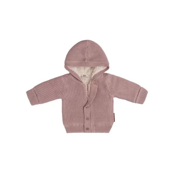 Gilet à capuche en teddy coton bio Soul vieux rose (1 mois)