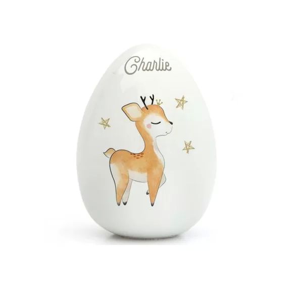 Oeuf en porcelaine Renne (personnalisable)