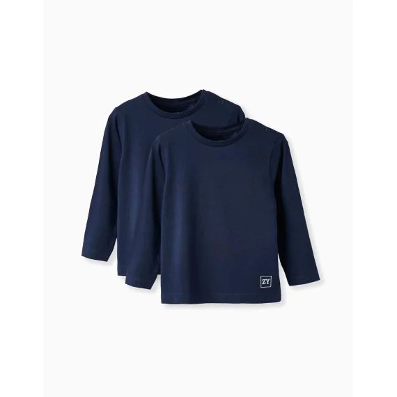 Pack 2 T-shirts À Manches Longues Bleu Foncé