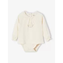 T-shirt body bébé manches longues écru
