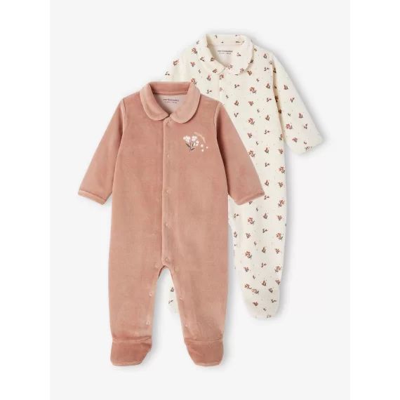 Lot de 2 dors-bien bébé en velours ouverture naissance cappuccino