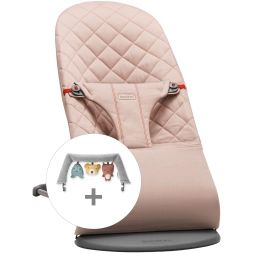 Transat avec Arche de jeu – Rose poudré / Coton, matelassage Classique / Gris foncé / Amis doux