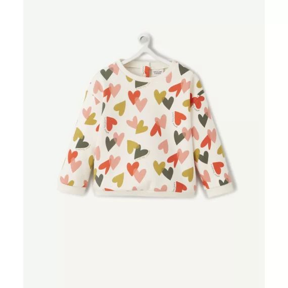 Sweat bébé fille en fibres recyclées avec imprimé coeurs –  – Soldes