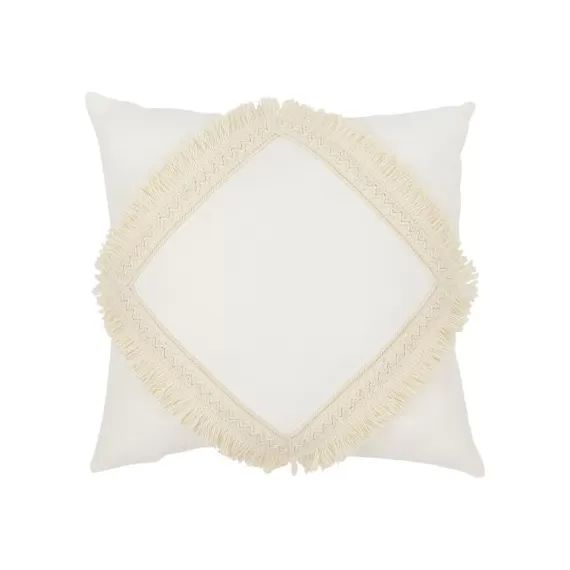 Coussin carré Boho vanille (40 x 40 cm)