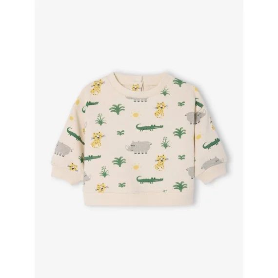 Sweat motifs animaux bébé vanille