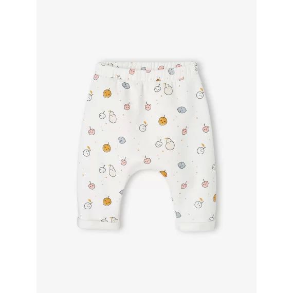Pantalon naissance en molleton ecru imprimer all over fruits