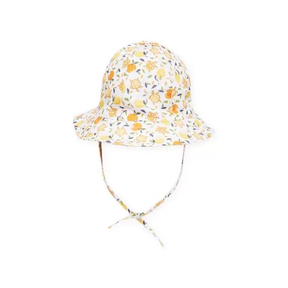 Chapeau Blanc Et Jaune Bébé Fille