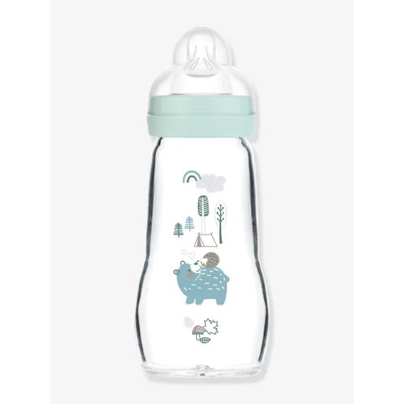 Biberon verre 260 ml MAM Feel Good débit 2 bleu