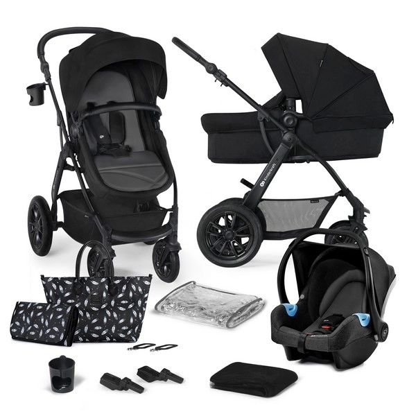 Poussette Kinderkraft XMoov + Nacelle + Coque Auto Mink – Black (2023)