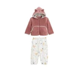 Ensemble Bébé Veste En Sherpa Et Pantalon En Molleton Bloom Rose